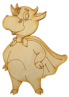 Фигурка фанерная - Корова или Бык №  8 в накидке 6 х 8 см + магнит AS-4521