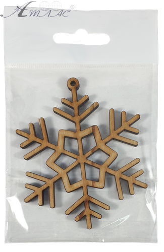 Фігурка фанерна - Сніжинка тонка, маленька 8 см AS-4750, В-0248 фото 2