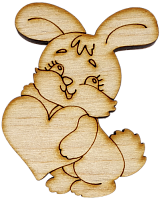 Фигурка фанерная - Зайка с сердцем 7 см  AS-4653