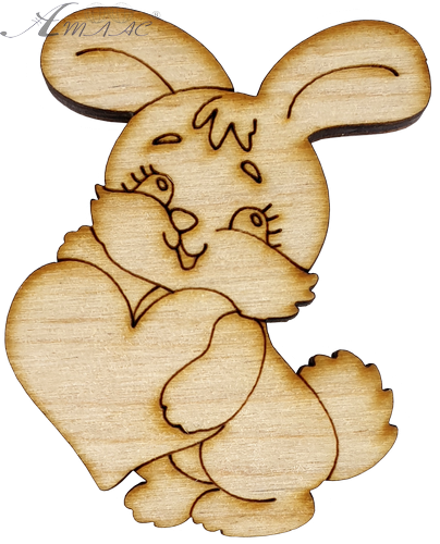 Фігурка фанерна - Зайченя із серцем 7 см  AS-4653