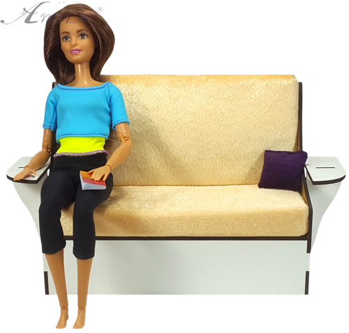 Мебель мягкая для кукол ростом 30 см - Диван бежевый из МДФ AS-7811 фото 2