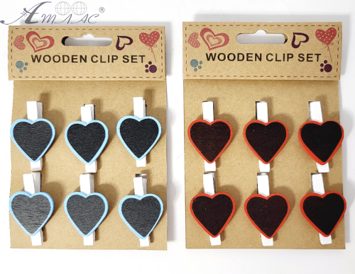 Декоративная Прищепка с сердцем дерево 6шт в наборе 113-2 Декоративная Прищепка с сердцем дерево 6шт в наборе 113-2