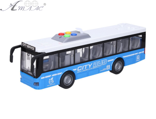 Іграшка Автобус CITY SERIES Синій двері відкриваються світло звук 28 см  RJ5503 фото 2