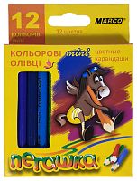 Олівці кольорові Marco пегашку 12 кольорів Короткі шестигранні 1010H-12СВ