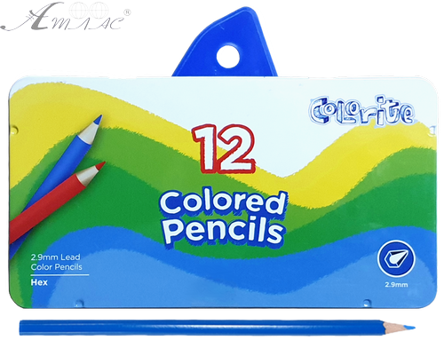 Олівці кольорові Marco Colorite 12 кольорів шестигранні в металевому пеналі 1100-12TN