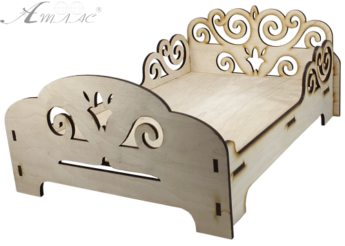 Меблі для ляльок типу Барбі - Ліжко № 2 двоспальне з завитками 22.5 х 30.8 х 14 см AS-4003, F-0191