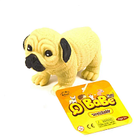Іграшка Силіконова тягнучка собака Мопс бежева 8,5 см  06293