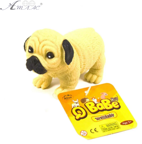 Іграшка Силіконова тягнучка собака Мопс бежева 8,5 см  06293