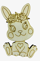 Фигурка фанерная - Кролик №  8 с цветами на голове 7,5*5,5см  AS-4582