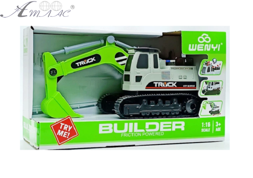 Ігрушка Екскаватор світ і звук Зелений 28см в коробці  WY450В фото 2