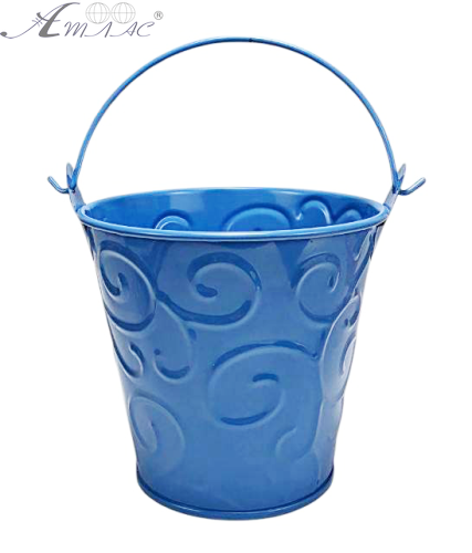 Відерко Декоративний метал 9,5 х 9,5см Диз № 1 завитки Синє  06413