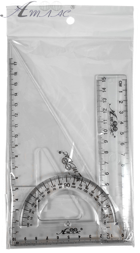 Набір Лінійка 15 см + Трикутник + транспортир AS-0615, К-9100