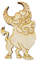 Фігурка фанерна - Корова або Бик № 21 з кільцем у носі 8х5см + магніт AS-4534