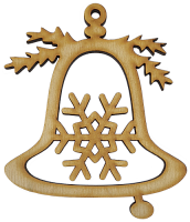 Фігурка фанерна - Дзвіночок зі сніжинкою 8,5 х 9,5 см AS-4658, В-0257