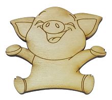 Фігурка фанерна - Порося №  1 радісне 68 х 60 мм з магнітом AS-4802, В-0351