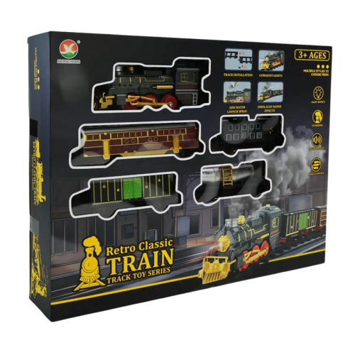 Игрушка Железная дорога Retro Classic Train на аккуммуляторе дым свет звук 699-31A Игрушка Железная дорога Retro Classic Train на аккуммуляторе дым свет звук 699-31A