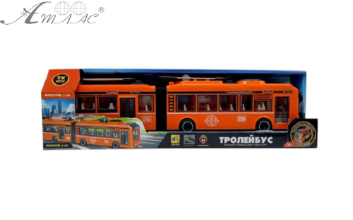 Игрушка Машинка АвтоЭксперт Троллейбус-Гармошка Оранжевый со светом, двери открываются, 40 см 26487 Игрушка Машинка АвтоЭксперт Троллейбус-Гармошка Оранжевый со светом, двери открываются, 40 см 26487