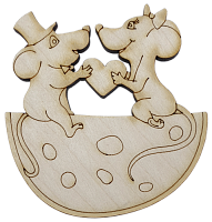 Фигурка фанерная - Мышонок № 26 влюбленные на сыре 85 х 95 мм с магнитом  AS-4850