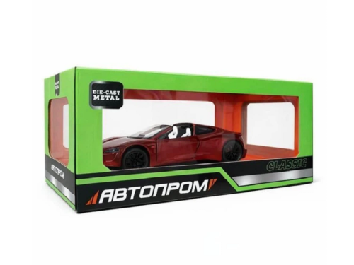Машинка Автопром Tesla Roadster Красная 19см  AP7729 фото 3