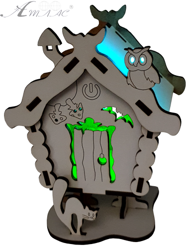 Домик с подсветкой №  7/1 свет - Быстрое трехцветное переключение, сенсорный выключатель, МДФ AS-5514, Е-015 фото 2