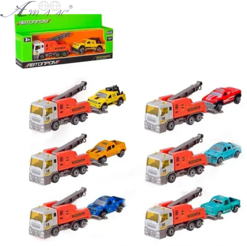 Машинка Автопром Евакуатор із причепом 20см мікс 7465 Машинка Автопром Евакуатор із причепом 20см мікс 7465