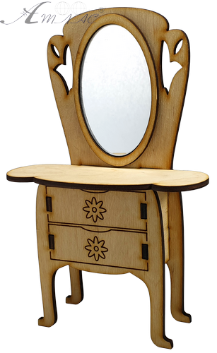 Мебель для кукол типа Барби - Дамский стол из фанеры с Реальным зеркалом 15 х 6 х 23 см AS-4001 Мебель для кукол типа Барби - Дамский стол из фанеры с Реальным зеркалом 15 х 6 х 23 см AS-4001